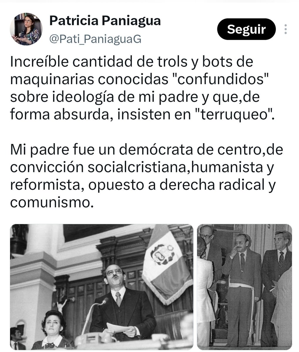 DiegoManarelli2's tweet photo. LA RIDÍCULA DE PATRICIA PANIAGUA CREE QUE LOS PERUANOS NO TENEMOS MEMORIA O QUE SOMOS UNOS IMBÉCILES ..TU PADRESÑ FUE UN COMUNISTA UN PROTERRUCO QUE LO ÚNICO QUE HIZO FUE LIBERAR TERRORISTAS INDEMNIZARLOS Y CLARO LAMERLE EL CULO A DIEGO GARCÍA SAYÁN Y A TODA LA CAVIARADA..ESE ES REALMENTE QUIÉN FUE EL INTERINO NO TE OLVIDES INTERINO PORQUE NUNCA LLEGÓ A SER PRESIDENTE LA PORQUERÍA ÉSA