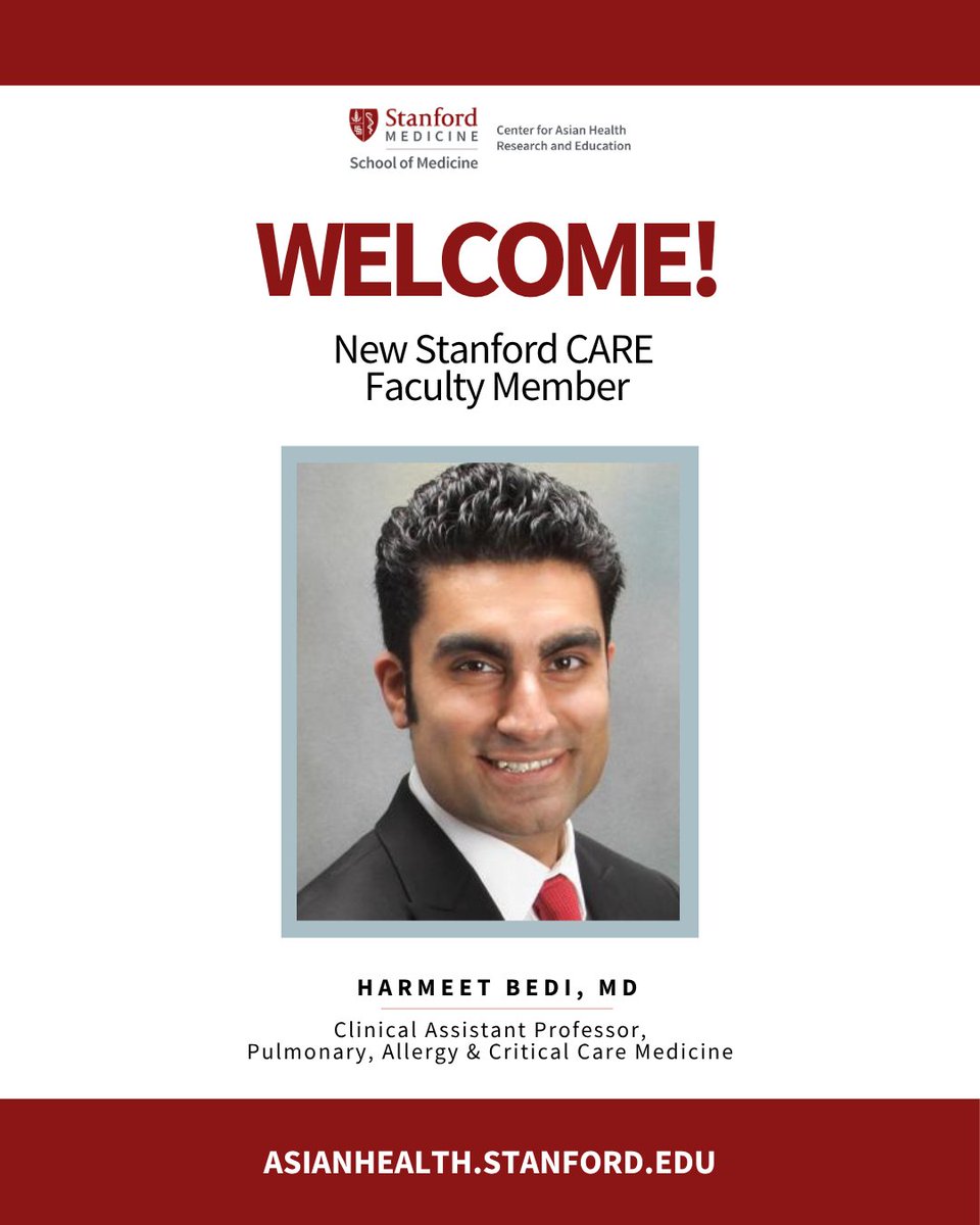 StanfordCAREs's tweet photo. We’re excited to welcome Harmeet Bedi, MD, to Stanford CARE! Dr. Bedi is Director of Interventional Pulmonology & Bronchoscopy at Stanford University. Learn more about Dr. Bedi: https://t.co/xjIkIYteU9 #StanfordCARE #Pulmonology #Bronchoscopy #LungDisease #AsianHealth #PrecisionHealth #PrecisionMedicine