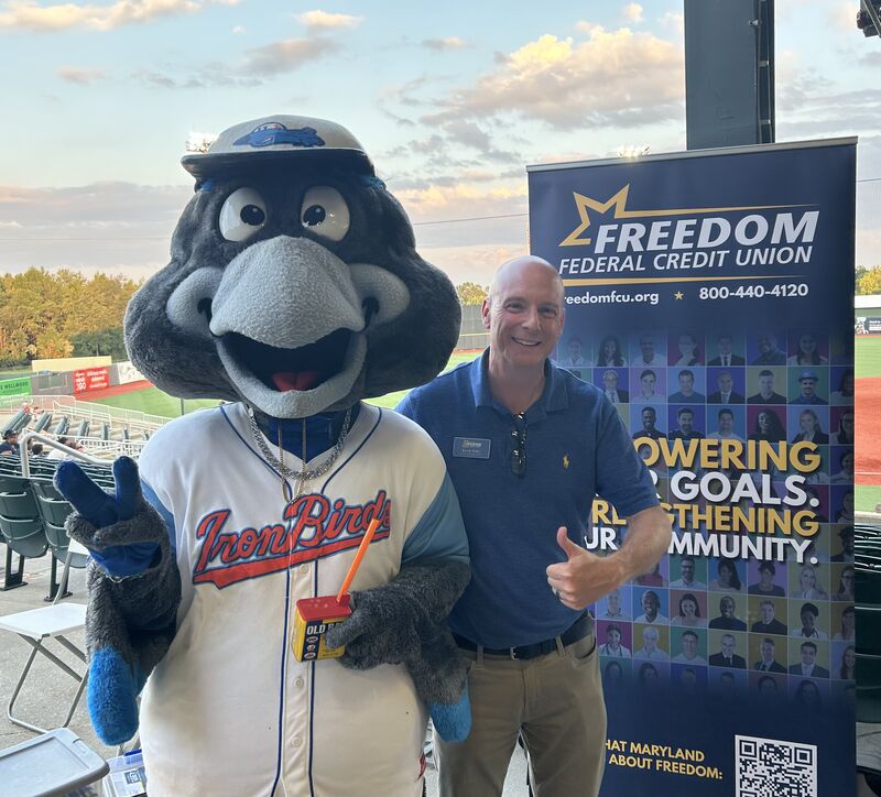FreedomFedCU's tweet photo. Busy summer at the ballpark! ⚾ We joined the Aberdeen @IronBirds for Military Appreciation Night, then returned to celebrate back-to-school season with school supplies and budgeting resources. Calling that a home run! 💙💛 #FreedomToHelp https://t.co/E8dhBHasSZ