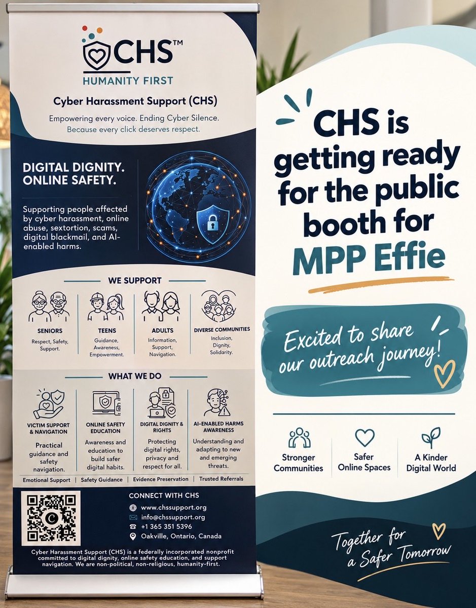 CHS_NPO's tweet photo. When dreams start becoming visible. ❤️
CHS is getting ready for our public booth with MPP @Effie_ONB on Sept. 13 in Oakville!
Excited to connect with our community and continue building safer online spaces. 💙
#CyberHarassmentSupport #OnlineSafety #Oakville https://t.co/inYx5MBRBr