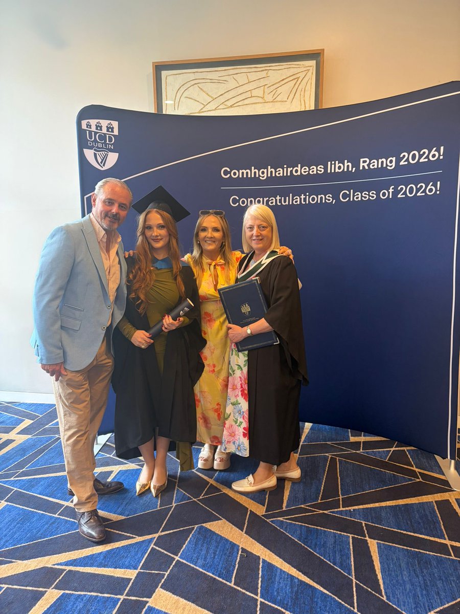 DarinaNiC's tweet photo. Graduate of Law 2026 @ucddublin 🎓👏

From our vibrant little girl to a spectacular young woman! In awe &amp; very proud of her @ZENAdonnelly 💖 
Good health, happiness &amp; success always. Keep shining our beautiful daughter x

Moving graduation ceremony @orlafeely &amp; all involved UCD👏 https://t.co/BMzc1oGPmC