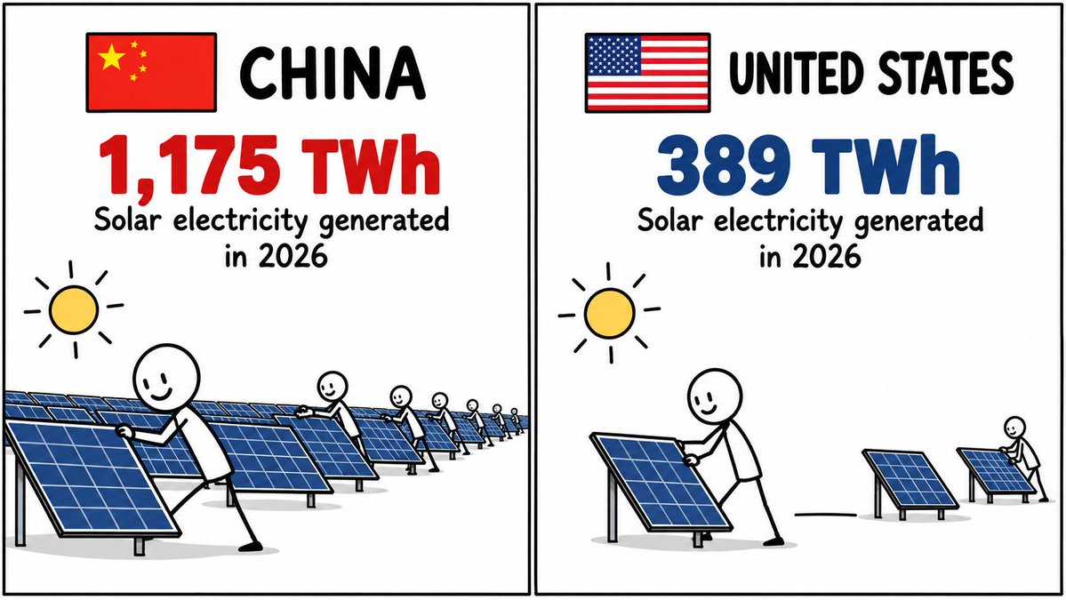 JasperTheory's tweet photo. China solar power generation is now more than 3× that of the United States. 🇨🇳☀️🇺🇸 https://t.co/R2VWGqqmlm