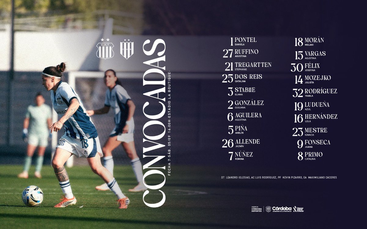 CATalleresdecba's tweet photo. 📋 | #Convocadas por Leandro Iglesias para el duelo con Banfield por la Fecha 7 del Torneo Clausura de Fútbol Femenino 2026.
#𝗩𝗔𝗠𝗢𝗦𝗧𝗔𝗟𝗟𝗘𝗥𝗘𝗦 💙 https://t.co/neBxfVcxyP