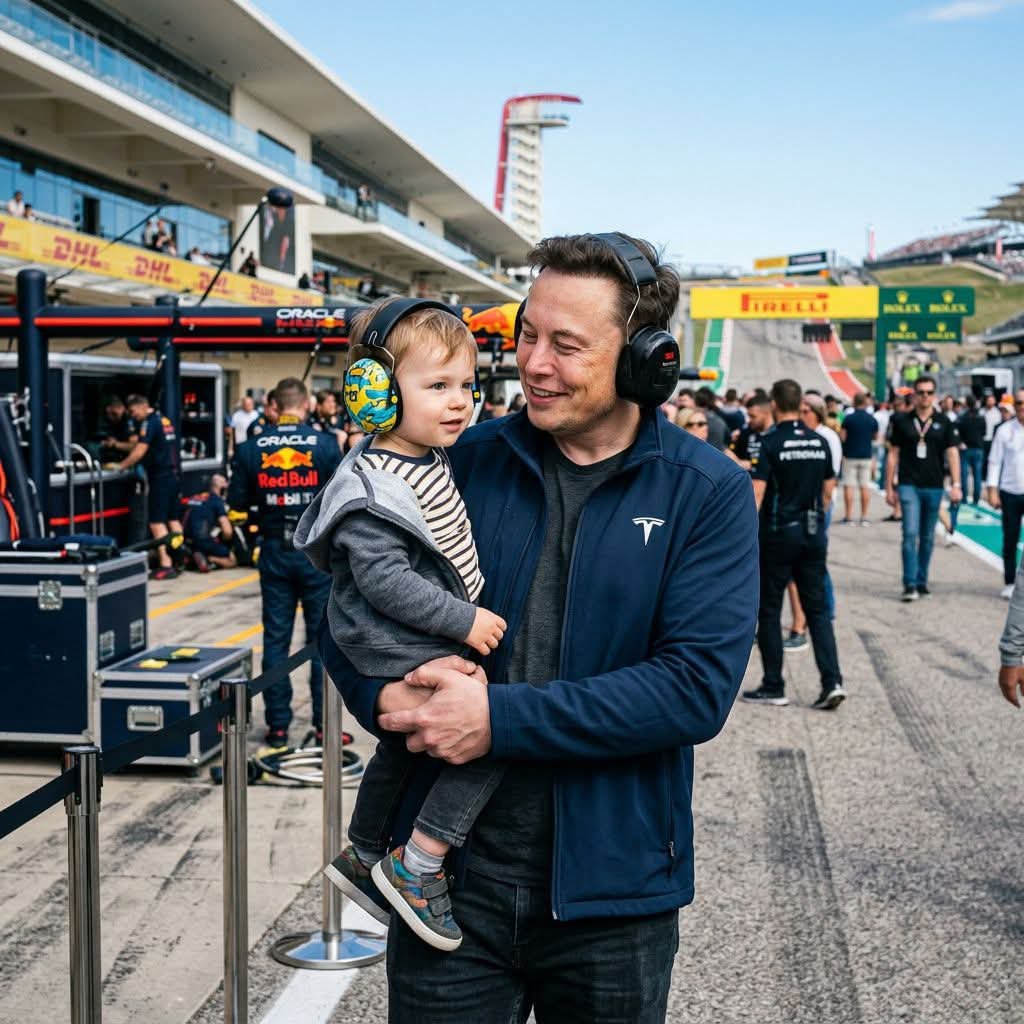 ElonX45256's tweet photo. If Elon Musk invited you to spend a day at an F1 race, what would you do first? 🏎️

A) Ride in a race car 😎
B) Tour the pits 🔧
C) Talk tech with Elon 🚀
D) Take selfies all day 📸 https://t.co/Y7o8Cm94IR