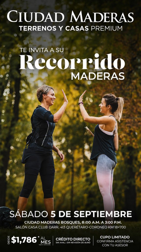 Alfil_7_'s tweet photo. 🌲🏡 ¡Recorrido Maderas!

Conoce terrenos y casas premium en Ciudad Maderas Bosques.

📅 Sábado 5 de septiembre | ⏰ 8 AM–3 PM
💰 Desde $1,786 al mes*
🎟️ Cupo limitado.

#CiudadMaderas #InversiónInmobiliaria #Querétaro https://t.co/m8l3fykKym