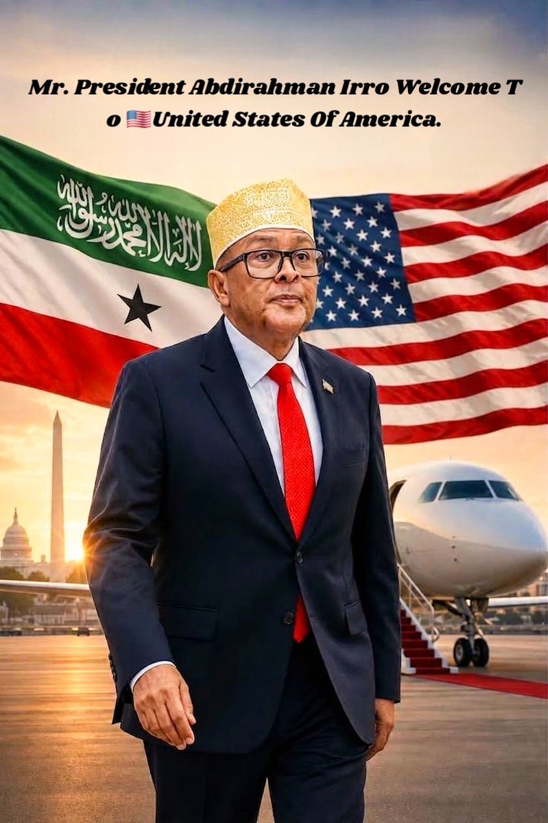 SheikhHamood's tweet photo. 🫡The eyes of the world are turning toward the historic first visit of Mr. Abdirahman Irro, of the Republic of Somaliland, to the United States of America. ✍️

Somaliland–U.S. Relations.🇭🇺🇺🇸🫱🏾‍🫲🏼

— President H.E. Abdirahman Irro. ✍️

— 🇺🇸US President Donald J.Trump. ✍️ https://t.co/DyJPAo6tEH