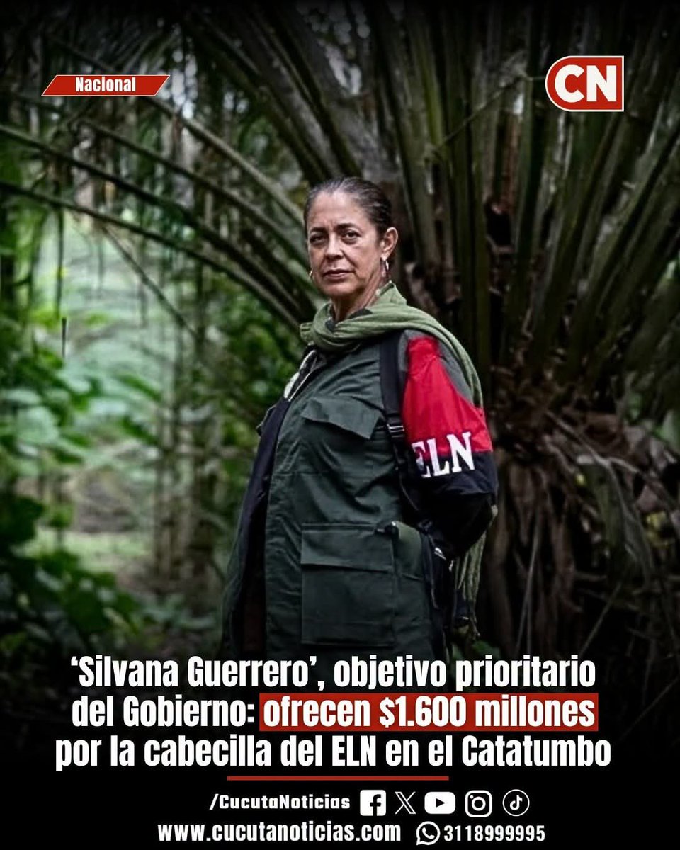 CucutaNoticias's tweet photo. #AtenciónCN ⚫🔴 El Gobierno del presidente Abelardo de la Espriella puso como objetivo prioritario a Luz Amanda Pallares Pallares, alias ‘Silvana Guerrero’, señalada como cabecilla del Frente de Guerra Nororiental del ELN y una de las mujeres más buscadas en Norte de Santander.

La administración nacional ordenó reactivar las órdenes de captura suspendidas contra los cabecillas del ELN y anunció una ofensiva sin tregua en el Catatumbo. Por información que permita ubicar a ‘Silvana’ ofrecen hasta $1.600 millones.

Según inteligencia militar, la guerrillera tendría más de dos décadas en la organización y sería responsable de homicidios, secuestros, desplazamientos, confinamientos y ataques contra la Fuerza Pública en diferentes zonas del Catatumbo.

La ofensiva se intensificó el pasado 10 de agosto con la Operación Beta, desarrollada en áreas rurales de Tibú y San Calixto. Allí fueron localizados y destruidos dos búnkeres y cinco campamentos atribuidos al ELN.

Durante la operación fueron incautadas 1,5 toneladas de explosivos y 440 granadas adaptadas para ser lanzadas desde drones. El Ministerio de Defensa confirmó además que dos integrantes del grupo armado murieron durante la acción militar.

Tras el operativo, ‘Silvana Guerrero’ reapareció en un video difundido en la región y cuestionó la estrategia del nuevo Gobierno. La cabecilla aseguró que “el plan es el mismo”, en referencia a las operaciones militares desplegadas.

Mientras tanto, las autoridades mantienen la ofensiva para ubicarla y capturarla. El Gobierno advierte que las operaciones continuarán en el Catatumbo y otras zonas donde el Frente Nororiental mantiene presencia y capacidad armada.