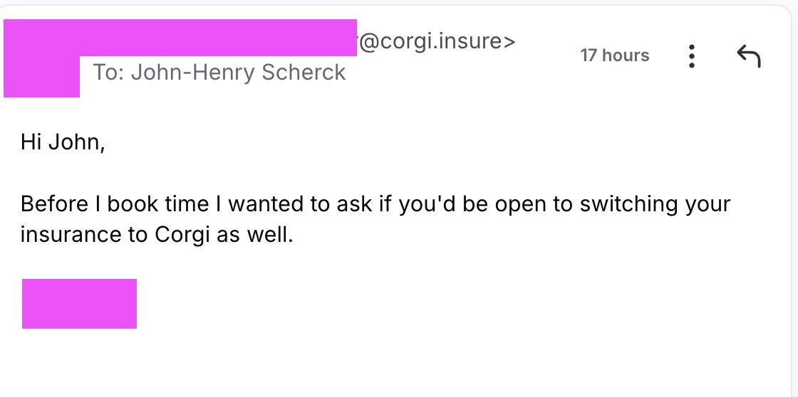 JHTScherck's tweet photo. Hey @UseCorgi @nico_laqua having your sales folks pretend to be leads for marketing agencies is a classless move. Please get your house in order. 

Your team member posed as a qualified opp. When I offered to get on a call, they tried to flip the script.

Bush league. https://t.co/KCUV0vd0oL