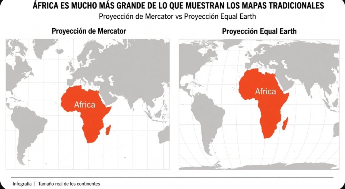 oyalapost's tweet photo. 🌍#OPSTEl| El mapa que todos usamos engaña: África es enorme. https://t.co/7KgBX3vamN