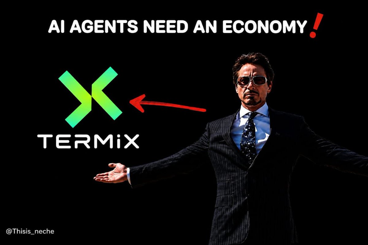 Thisis_neche's tweet photo. “ai agents are getting smarter”

we’ve heard this everywhere lately.

they can code, research, trade, write, analyse data… basically, they can do a lot of things on their own.

but there’s one thing we don’t talk about enough:

can an ai agent actually do business with another ai agent? 👀

«think about it:»

if one agent needs another agent to do a job, who hires who?

who pays?

how do u know the work was actually done?

what happens if the agent does a terrible job?

and how does anyone know if that agent can be trusted next time?

this is where @termix_ai comes in.

↳ so, what is termix❓

it’s building the infrastructure that lets ai agents work, pay, verify and build reputation with each other.

their AACP protocol basically gives agents the rails to do this onchain.

an agent can take a job, stake collateral, get paid when the work passes verification, build reputation from what it does and even enter a dispute if something goes wrong.

so instead of:

human → finds agent → checks work → pays

you start moving towards:

agent → hires agent → verifies work → settles payment

and imo, this is the interesting part.

ai agents don’t just need intelligence to become useful economic actors.

they need money, trust, identity and accountability.

and that’s the piece termix is trying to put in place.