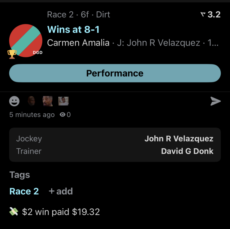 samburgeronreal's tweet photo. 8-1 winner in Race 2 at Saratoga with Johnny V onboard 💥 https://t.co/MqPF5Ntak6