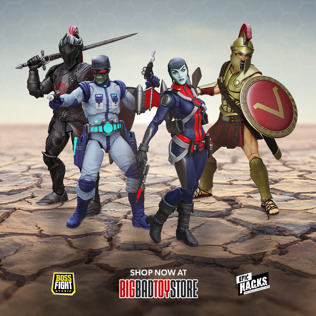 BigBadToyStore's tweet photo. Four EPIC H.A.C.K.S. 1/12 scale figures are ready for action, each featuring 30+ points of articulation, alternate parts, weapons, and character-specific gear. 

Pre-order now at BBTS: https://t.co/ZapYtN9DSu 

#EpicHACKS #BossFightStudio #BigBadToyStore https://t.co/P1bNjS0baS