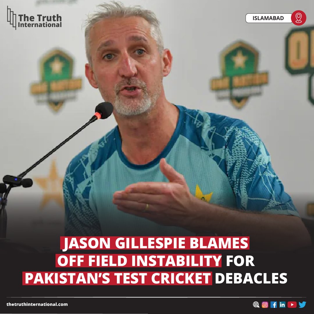 ttimagazine's tweet photo. Jason Gillespie Blames Off-Field Instability for Pakistan’s Test Cricket Debacles
FIND MORE: https://t.co/3yRhPkLXQL
#JasonGillespie #Blames #OffField #Instability #Pakistan #TestCricket #Debacles #TTI https://t.co/YhjxmUstHC