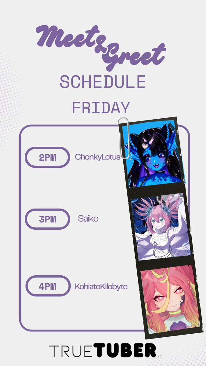 TrueTuberMerch's tweet photo. 📆 San Japan Meet and Greet Schedule! 

📍Booth 125 in the vendor hall! https://t.co/3Gd7DbCxVh