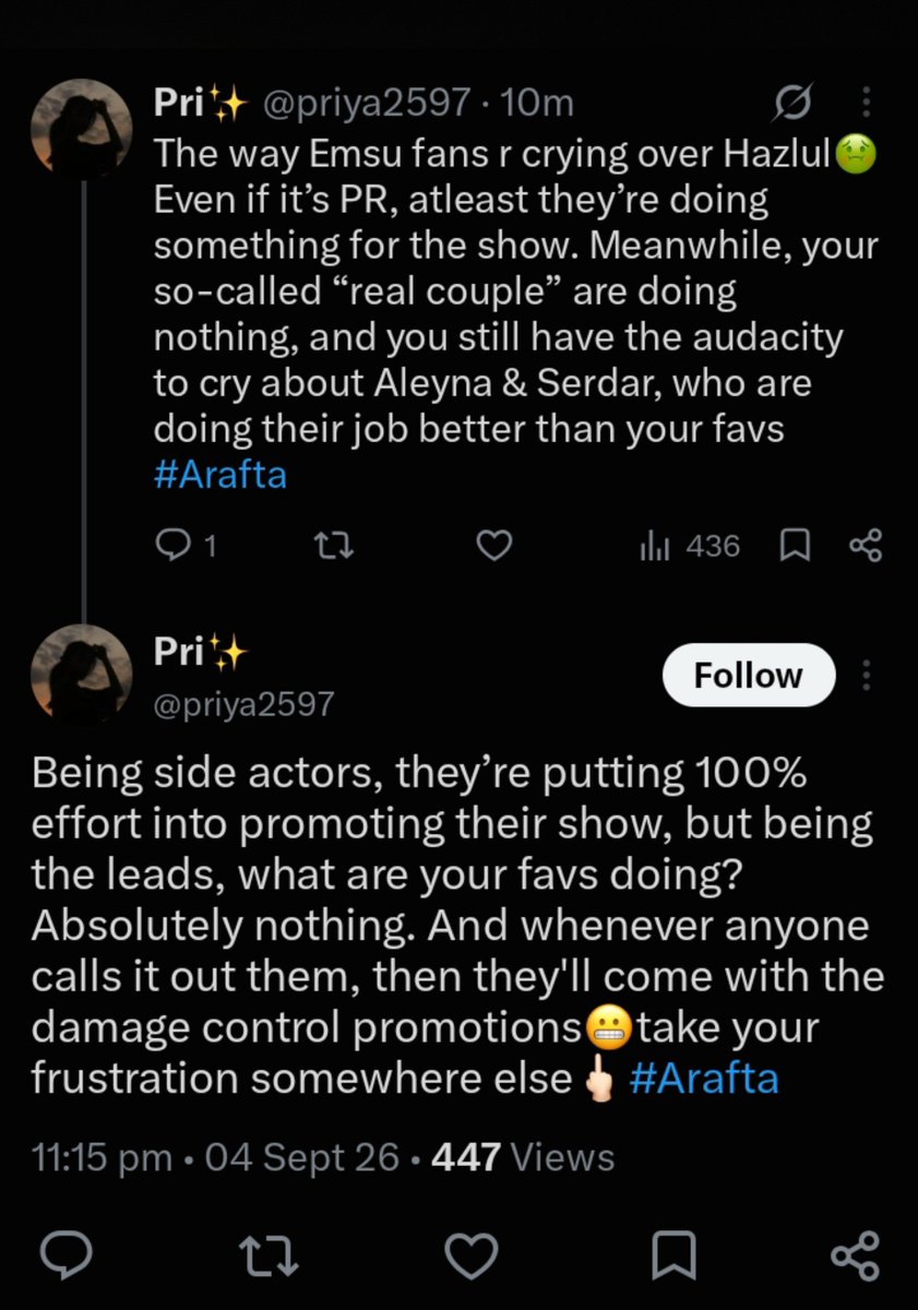 noturtype_90's tweet photo. This bitch keep on posting shit abt EmSu,"EmSu doesn't do anything" Abee blind bitch,u dnt wanna see anything,they do POST,but guess wot people watch for THEM &amp; not their PAIRON Kİ DHOOL(ur fav robots😉)btw look at her,how she mocks them when they do post &amp; when not.#arafta https://t.co/wbT7pFHeou