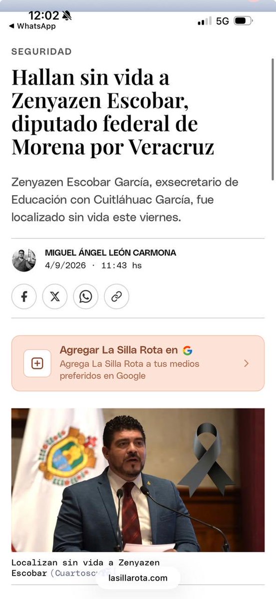 CarlosTorresF_'s tweet photo. ¿Se acuerdan del diputado federal Zenyazen Escobar? 

El mismo que se quería agarrar a trancazos en la @Mx_Diputados.

Pues apareció muerto 😳 https://t.co/fugHLSquGQ