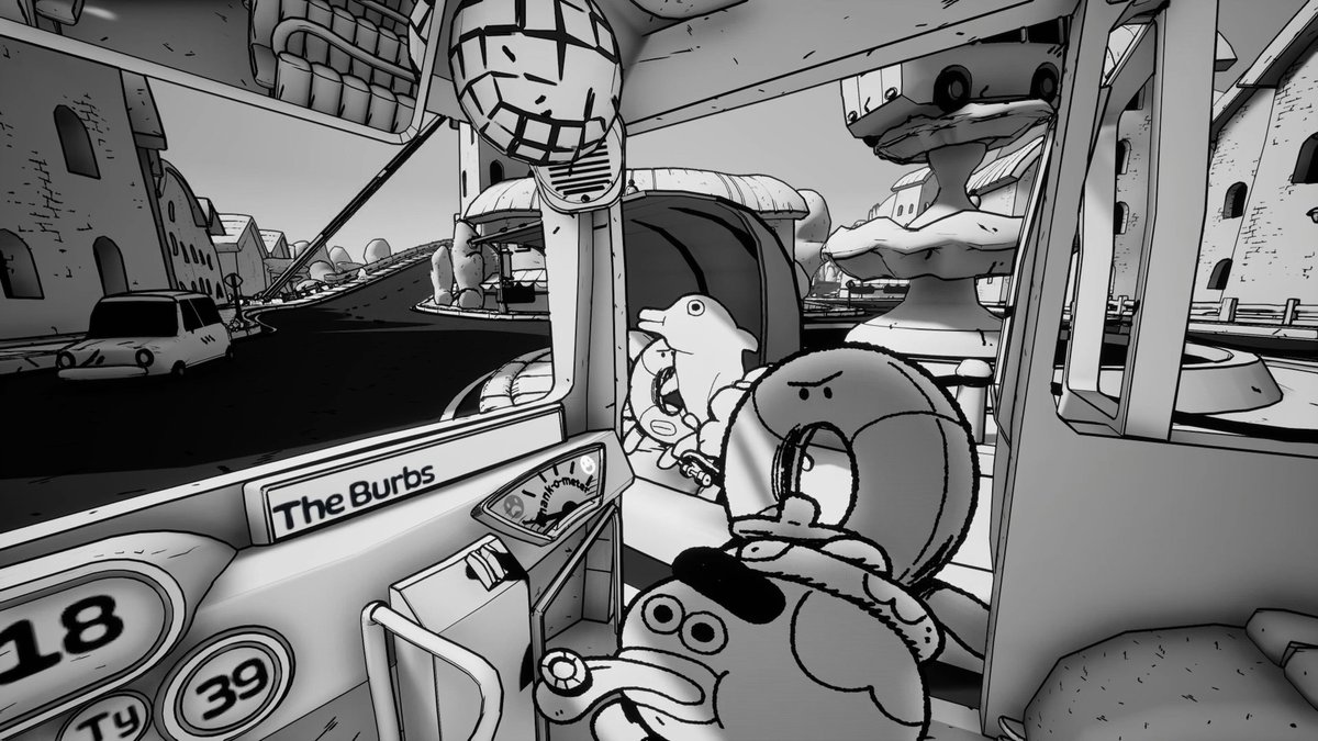 Wario64's tweet photo. Thank You Bus Driver Announcement Trailer (Double Fine Action Labs - coming soon to PC) https://t.co/lMyPZaMXUv https://t.co/ZepWKO6CyU