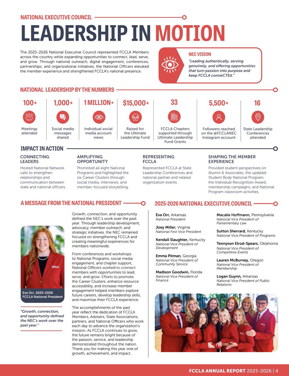 virginiafccla's tweet photo. Happy #FCCLAfriday to our #FCCLAfamily!
👀 Have you seen the 2025-2026 @NationalFCCLA annual report?
If not, go to https://t.co/UwSkSIBwdF to view the full document and discover the pages on which #VAFCCLA is featured. A page of #FCCLA dates is included - mark your calendar! https://t.co/51LXhpCFgf