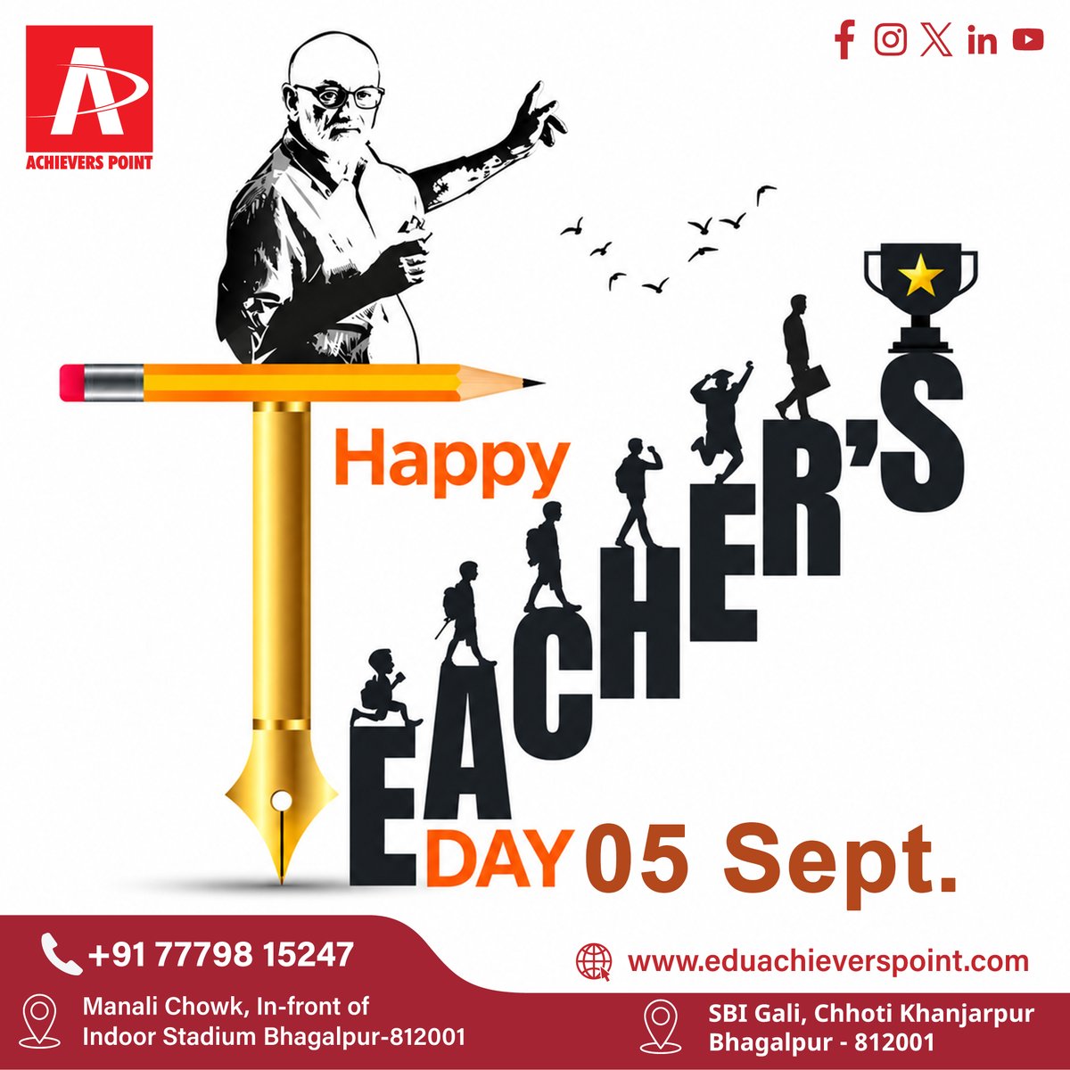 EAchieversPoint's tweet photo. 📚✨ Happy Teachers’ Day!

Teachers don’t just teach—they inspire, guide, and shape the future.

To every teacher who turns knowledge into confidence and dreams into possibilities—thank you! 🙏🌟

#HappyTeachersDay #TeachersDay #Education #ThankYouTeachers #LearningJourney https://t.co/Vr4jlxzwhH