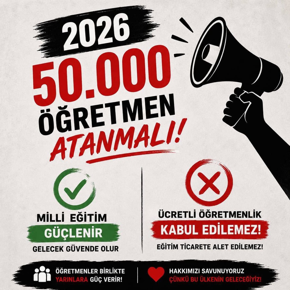 ZSaltikalp55294's tweet photo. Öğretmen açığını ücretli öğretmenlikle kapatmak yerine kadrolu atamalar artırılmalıdır. 2026 AGS için talebimiz nettir: 50 bin öğretmen ataması
#ücretliyeHayırAGS50Bin
#ÜcretliyeHayırAGS50Bin https://t.co/0Deq7jX45m