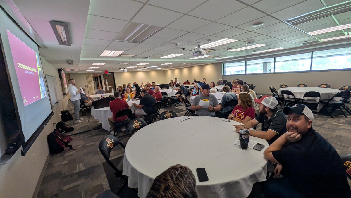 tyruth18's tweet photo. Year 21 of @CycloneFB starts tomorrow. We used to all fit in a small room. Now there is over 70 of us (!!!) staffers between full-time staff, ISU students and freelancers that run our creative video content, videoboard shows and ESPN+ broadcasts! You win with good people! https://t.co/wb4edX2hsM