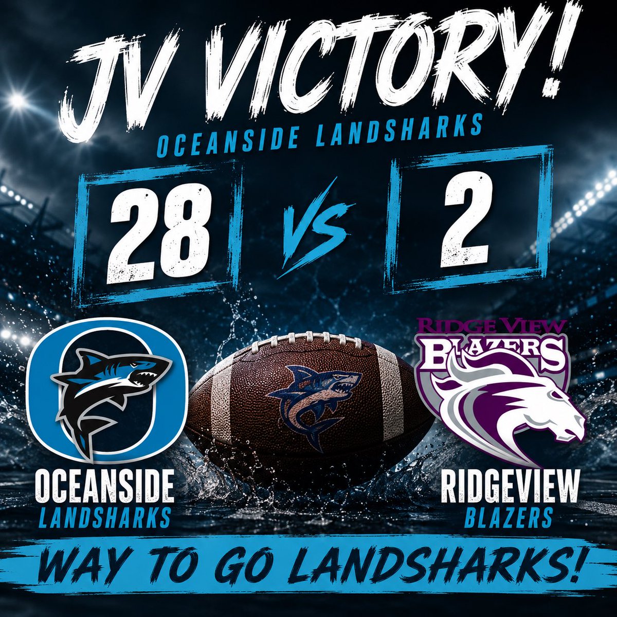 ocalandsharksfb's tweet photo. Congratulations to our JV Landsharks on their win last night. https://t.co/QdzEIrkWxe