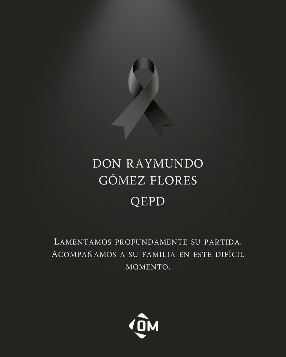 Outletminero's tweet photo. Lamentamos profundamente el fallecimiento de Don Raymundo Gómez Flores, padre de Altagracia Gómez Sierra.

Expresamos nuestras condolencias y solidaridad a su familia y seres queridos en este difícil momento. Descanse en paz. 🕊️ https://t.co/vNRGbpth5S
