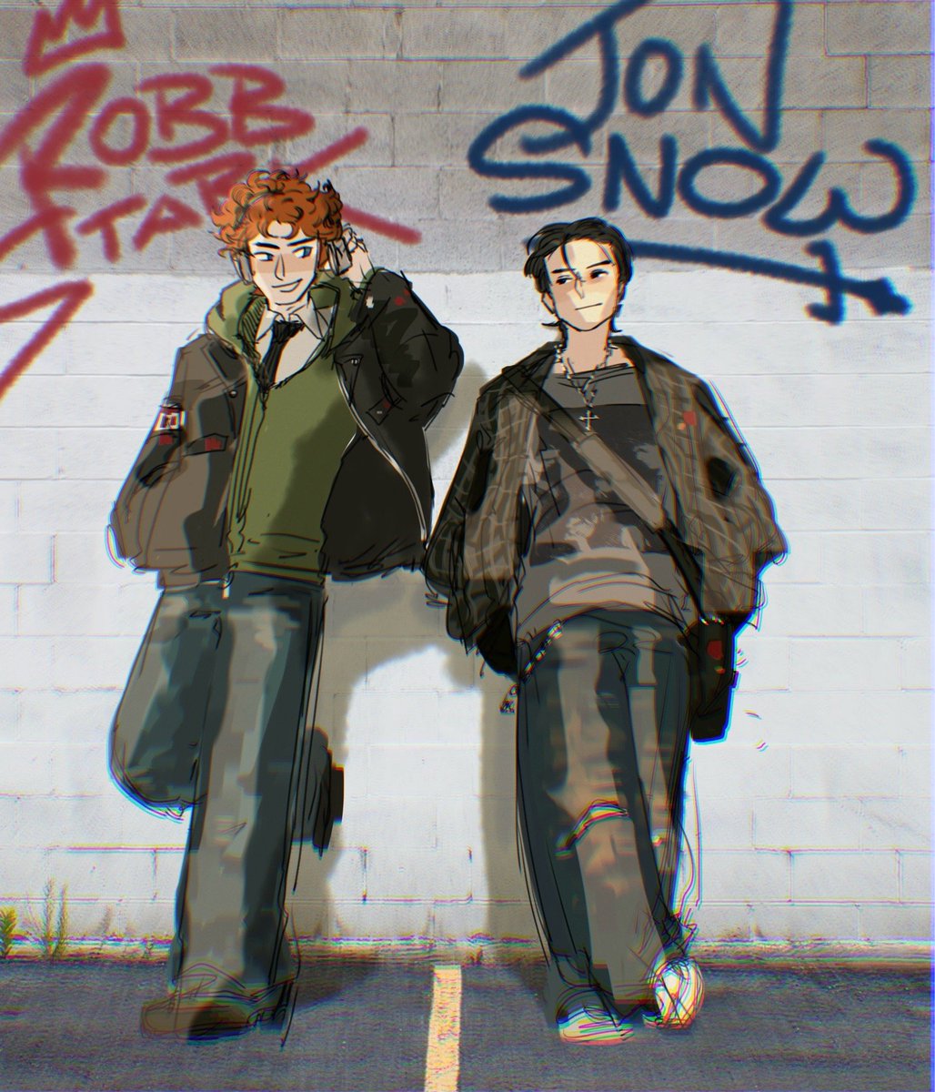 acervorobb's tweet photo. Robb Stark e Jon Snow, modern!au 🤍🖤

🎨 @ / hxjiime-art (Tumblr) https://t.co/c4CRf3u6IZ