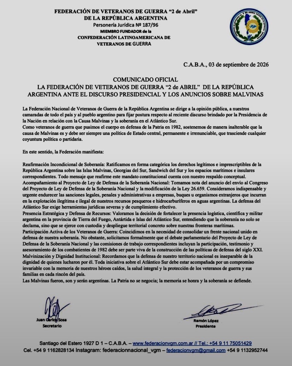 anellogaby's tweet photo. La FEDERACIÓN DE VETERANOS DE GUERRA apoya los dichos del Presidente @JMilei y eso es lo único que a mí me importa 

Siempre Siempre respeto a nuestros Héroes. https://t.co/oITZF3nISk