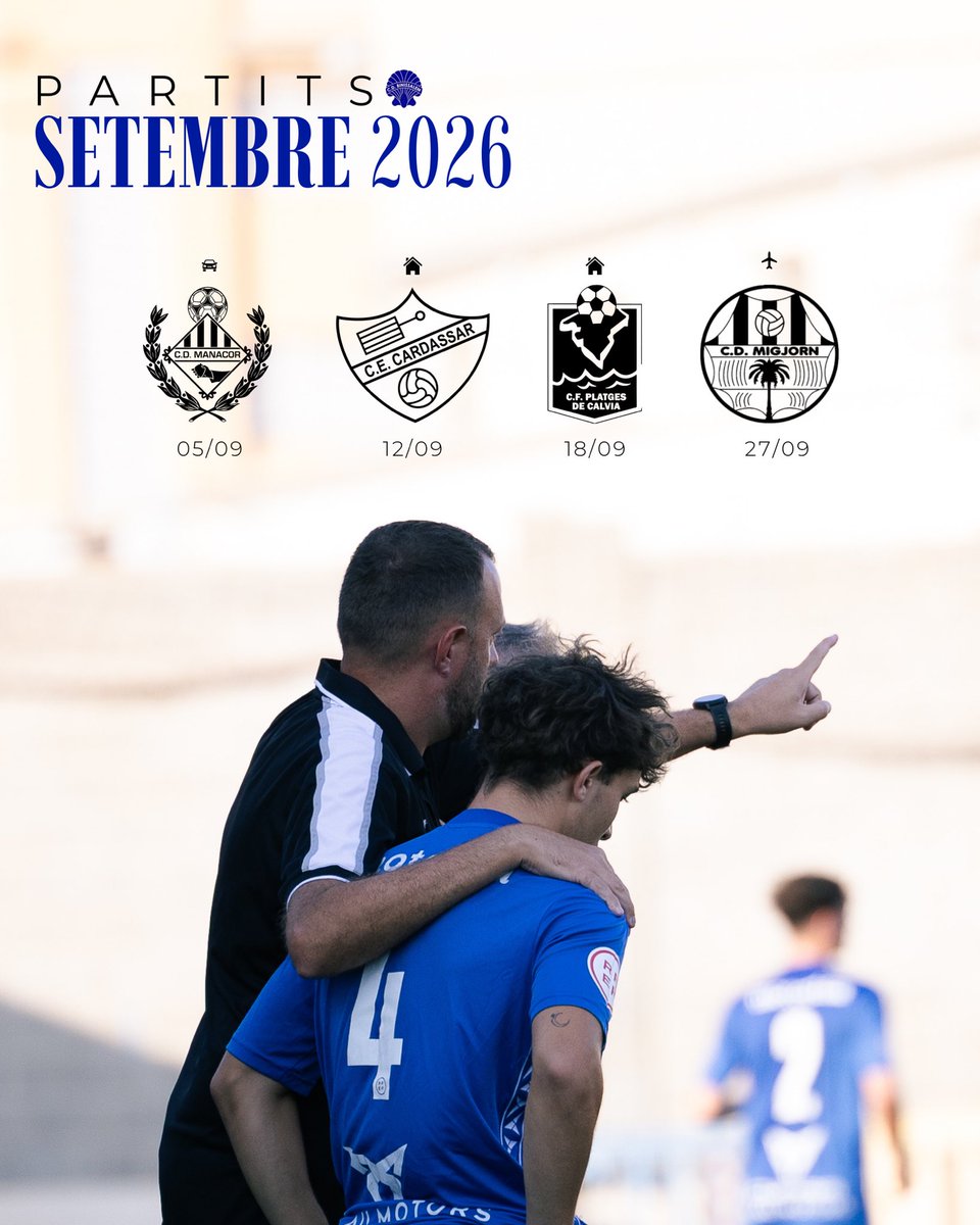 CDBinissalem's tweet photo. 🗓️El nostre 𝗦𝗘𝗧𝗘𝗠𝗕𝗥𝗘

Arranca la #3RFEF i començam a Na Capellera.
#VamosAssules #BiniPower https://t.co/lltbixmeNS