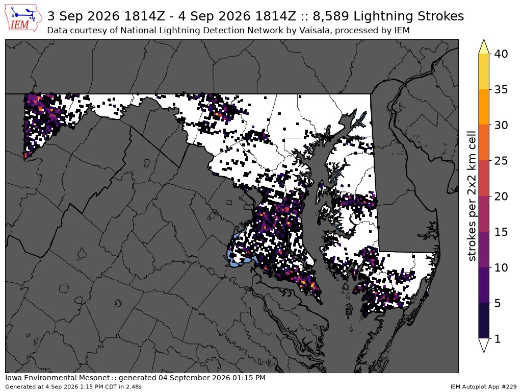 MatthewCappucci's tweet photo. In case anyone's keeping score, we had about 12,000 cloud-to-ground lightning strikes in the Maryland/DC/VA/Delmarva vicinity last night. (And that doesn't include the ~70-80% of flashes that don't strike the ground.) https://t.co/u18u5zSQe3