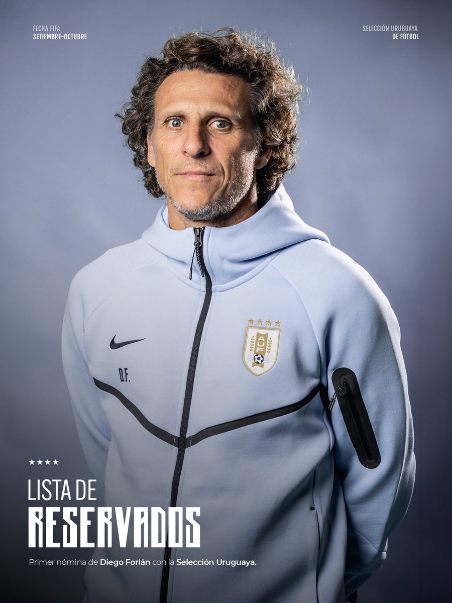Uruguay's tweet photo. Estos son los reservados de Diego Forlán para la Fecha FIFA de setiembre-octubre 📋 https://t.co/XUYHOC0Qi8