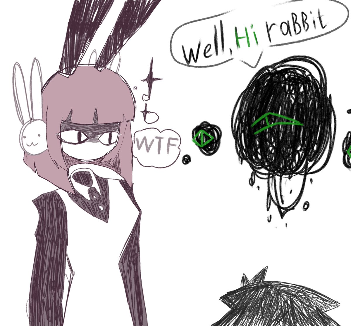 RostKop878's tweet photo. 🐇🤍three simple drawings with miss Mable,Ros and his friend💚🖤 @0Bunny_Pie #fpe #fpeoc #fundamentalpapereducationoc #fpeMabel #missMabel #fpeRos #Grevil https://t.co/5zXwFamX0z