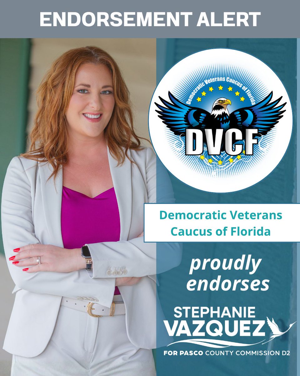Stephanie4Pasco's tweet photo. My time in the U.S. Air Force taught me something I’ve carried with me ever since: service doesn’t end when you take off the uniform. 🇺🇸

That’s why I’m so proud to have the endorsement of the Democratic Veterans Caucus of Florida in my race for Pasco County Commission District 2 https://t.co/dRgXCOb9rb