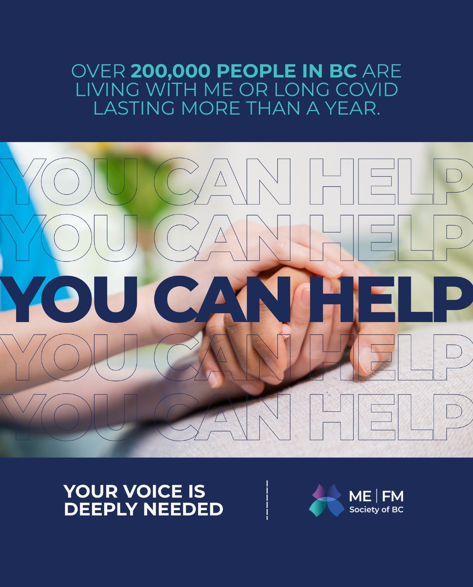 mefmbc's tweet photo. In BC, there are over 200,000 people with either myalgic encephalomyelitis (ME) or Long COVID that has lasted over a year. If this is you or your loved one, your voice is deeply needed.

Tell your story to your MLA.

Email mymlaandme@mefm.bc.ca https://t.co/bATJbtpqU0