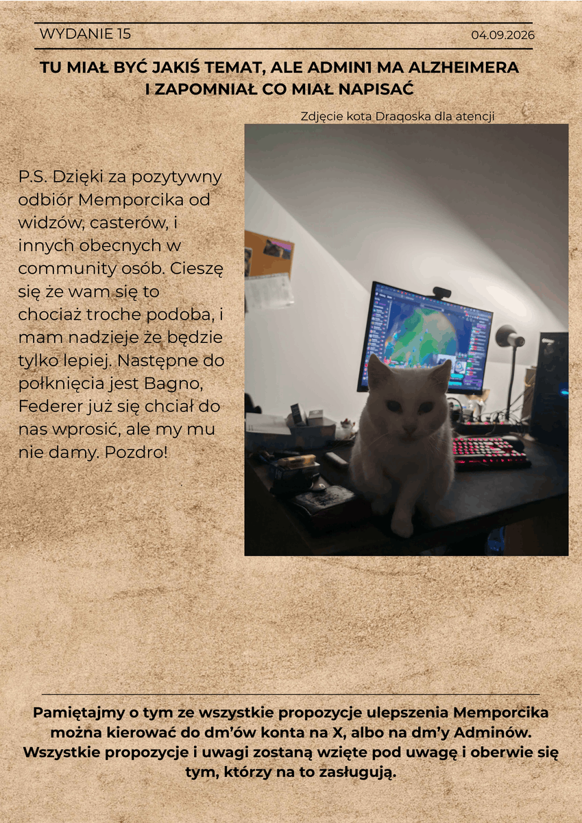 Memporcik's tweet photo. Nowy dzień, nowy Memporcik. Admini chyba zdali swój egzamin, i ugotowali calkiem niezle wydanie tego pięknego wieczoru. Szarałt dla dzisiaj świętujących, wszystkiego najlepszego mordeczki! https://t.co/8pfHUMoYcq
