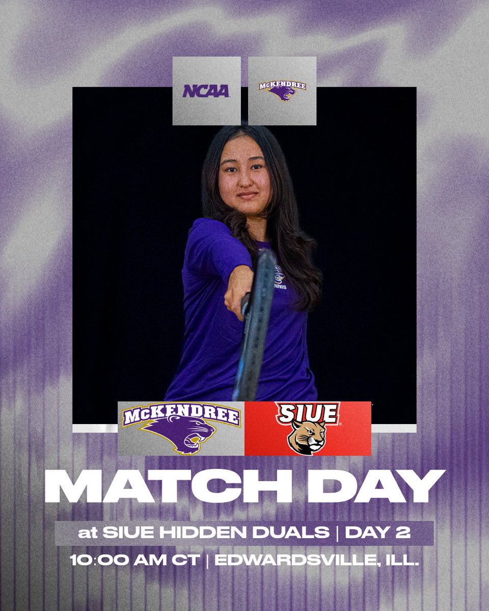 McKBearcats's tweet photo. 🎾🐾 𝑴𝑨𝑻𝑪𝑯 𝑫𝑨𝒀 🐾🎾

Women’s Tennis is back for Day 2 of the SIUE Hidden Duals

⏰ 10:00 AM CT
📍 Edwardsville, Ill.
🏟 YMCA Meyer Center

#GLVCwten | #D2wten | #BearcatsUnleashed https://t.co/aofty2XZWo