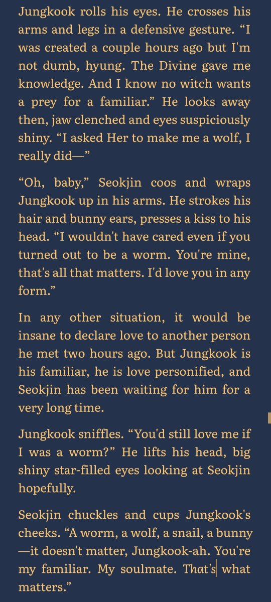 eva_vidurnaktis's tweet photo. I was browsing my fic drafts and remembered this jinkook with witch SJ and his bunny familiar JK. They're so cute together 🥺 I wish I could finish my fic ideas instead of dropping them after 5k words 🥲 https://t.co/fbhCLMh8IX