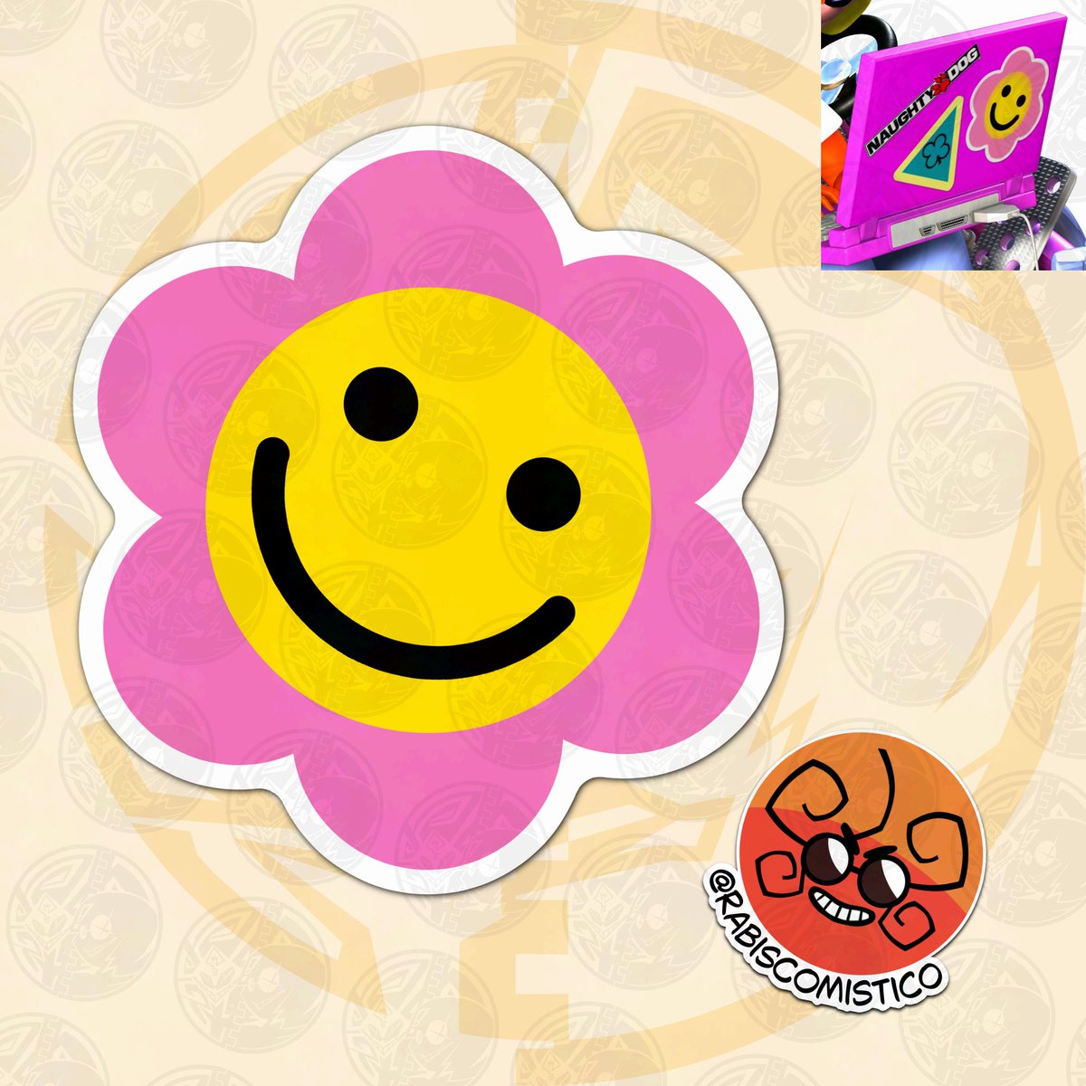 rabiscomistico's tweet photo. Day 5 of the thing where I turn fictional stickers into real stickers for no reason whatsoever: Flower sticker on Coco's laptop in Crash Bandicoot.
Any suggestions for the next one? https://t.co/y6PWSftgUe