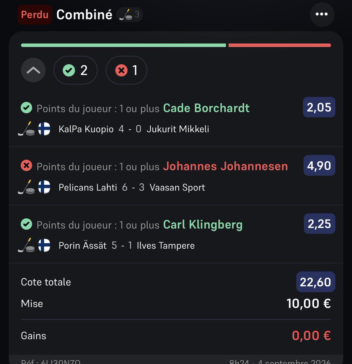 __Joz_yx's tweet photo. @LiigaToNHL @WinamaxSport pourquoi avez vous mis Johannes perdant ?? Alors que sur @Betclic c’est gagnant. https://t.co/e1WXCkDPuF