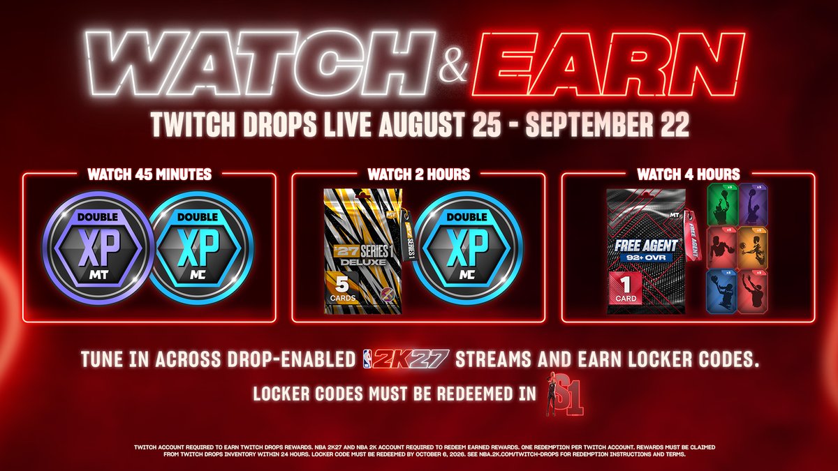 NBA2K's tweet photo. The 2K Day Community Stream is going LIVE now. Help us make a build and then play against us in the Park to unlock giveaways 👀

Bring the heat, put on a show, and you might walk away with some 🔥 like @NBA2KMyTEAM Wheels Up cards + Season 1 Pro Pass codes ⤵️

🕐 1 PM PT https://t.co/hUnr3GR9mP