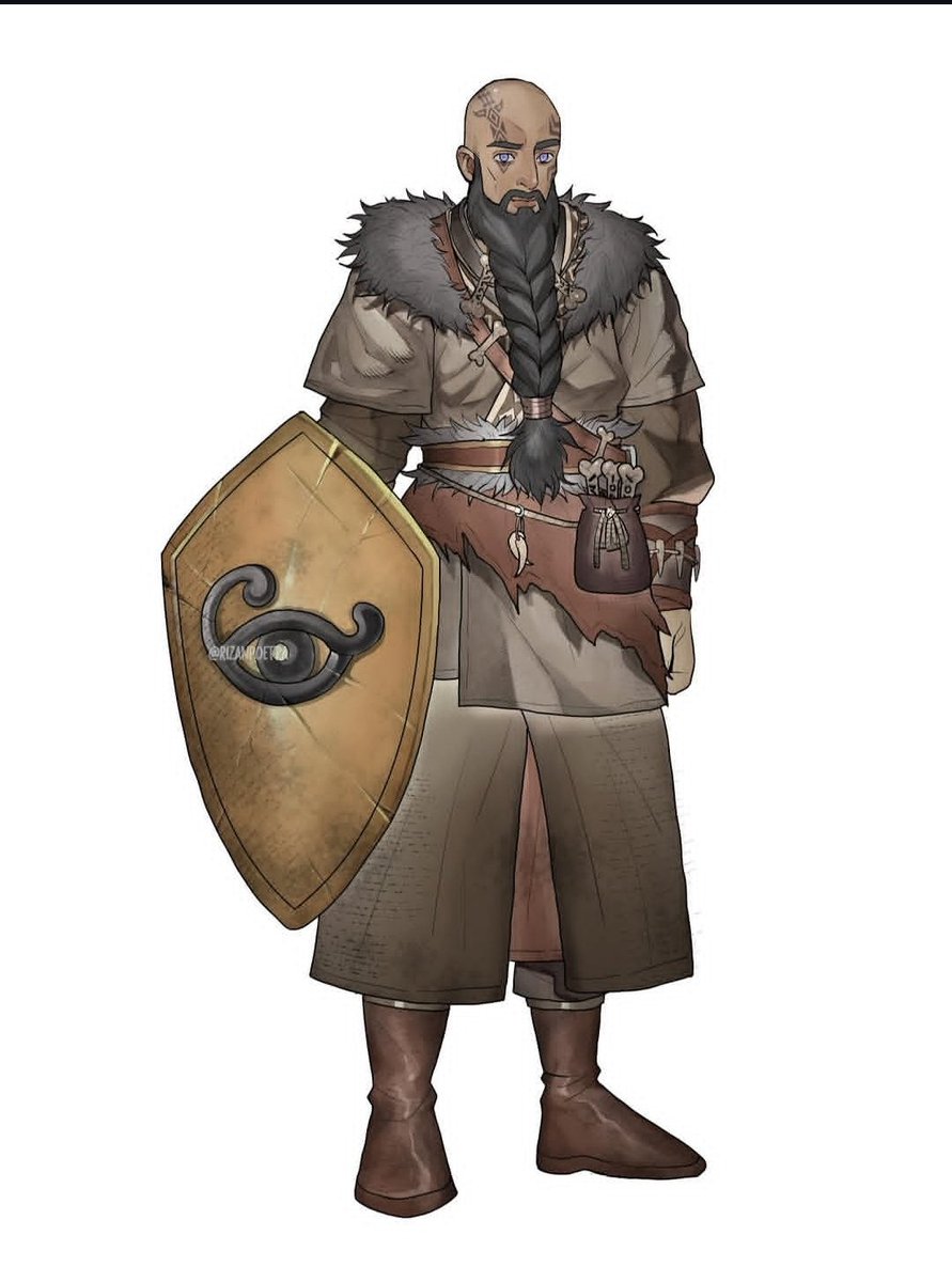 johnsmithi7n's tweet photo. He doesn't speak. 
His shield has already seen your sins.

#DND #DnDCharacter #FantasyArt #Cleric #ShieldBearer #Viking #Norse #DigitalArt #CharacterDesign #ArtTok https://t.co/WT5L8Y9uW1