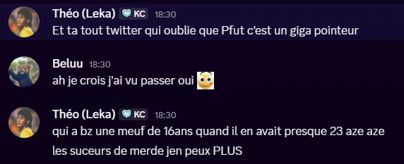 Theooo445's tweet photo. @DebadFan @ZEVENTFR Pfut est aussi un pointeur tqt pas je le dénonce aussi, crois pas j'suis dans la demi mesure 

Preuve sur un discord avec des potes : https://t.co/F4vNIDGxQK