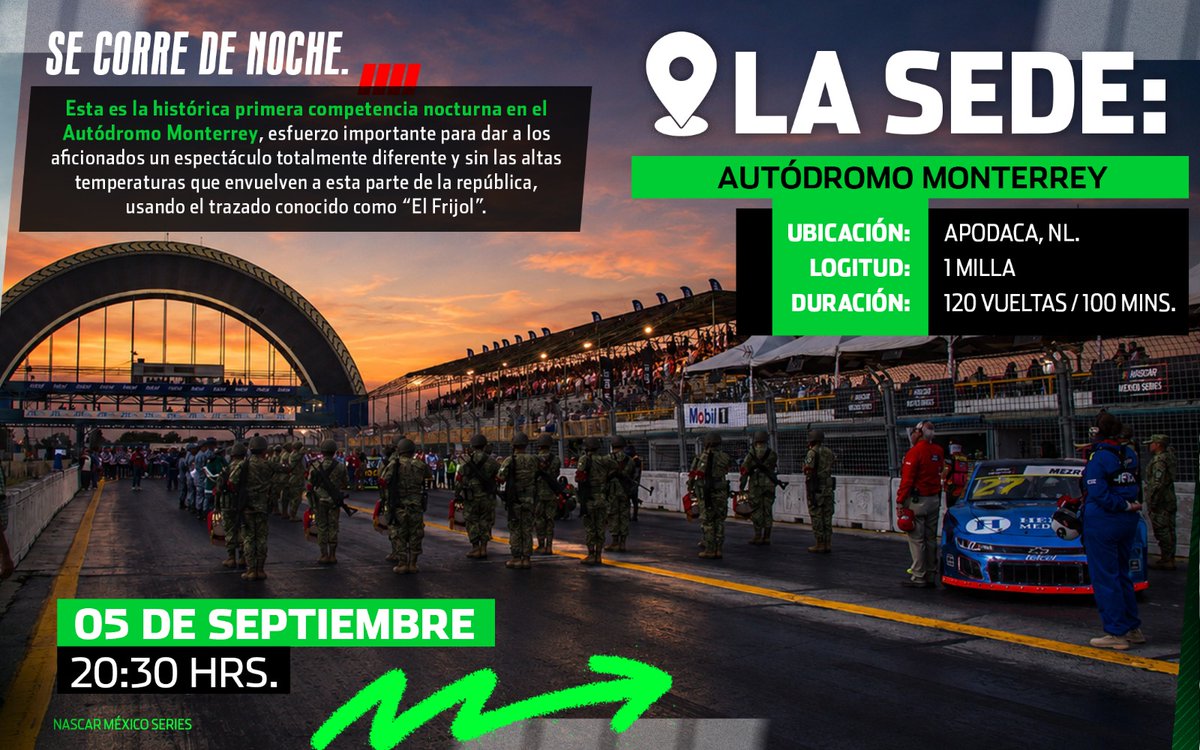 NASCARMex's tweet photo. Se avecina "El Chase" y esta es la #GuíaDelAficionado de la "Aurora Networks - Ruckus Networks, Monterrey 120" 🤠📋
#NASCAR #NASCARMx #NASCARMty #Monterrey120 #ElChase https://t.co/SfD3WiviFH