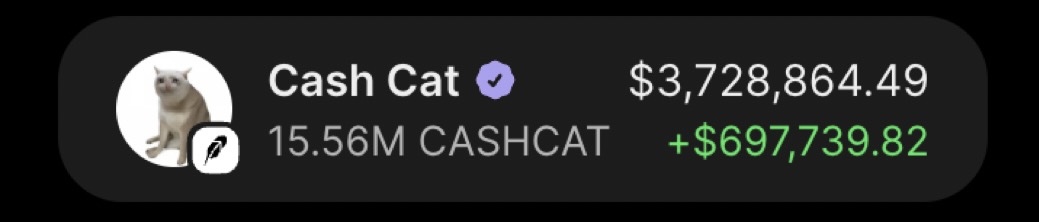 Zyrox0x's tweet photo. Sending some $CASHCAT 🐈 to first 333 wallets in the comments!

Drop your $SOL address 👇🏻

Like, Follow &amp; RT ♻️

Check your wallet in 24 hours ⏰ https://t.co/3pYeWaWaEK