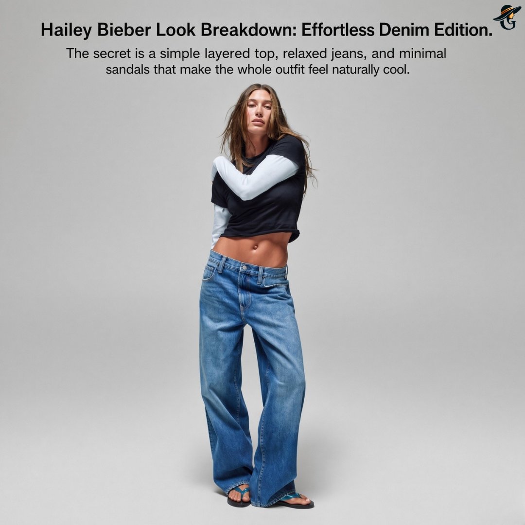 Layered long sleeve Hailey Bieber Hailey Bieber layered fitted tops look