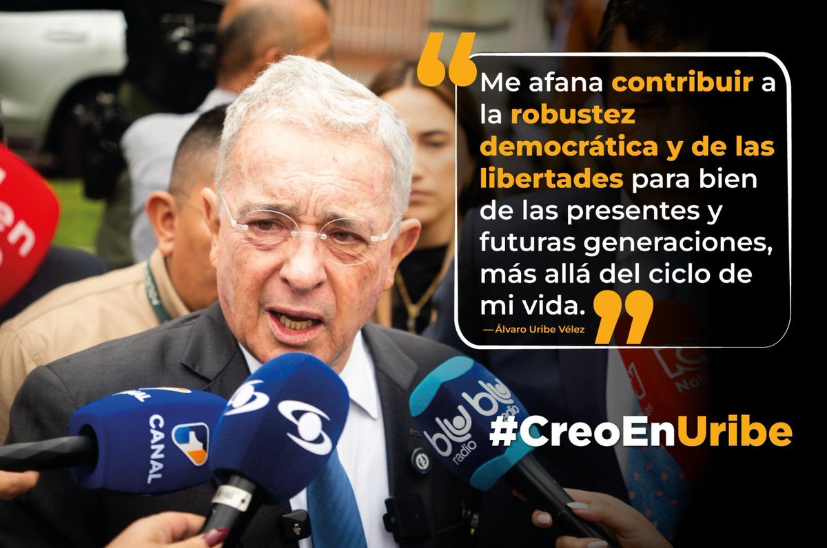 claudiamzuleta's tweet photo. El presidente @AlvaroUribeVel ha sido un faro para la democracia colombiana. La protegió cuando el país estaba asediado por la violencia y durante décadas ha defendido nuestra Constitución y nuestras instituciones.
Por respetarlas, hoy vuelve a dar la cara. El presidente ha soportado durante años acusaciones, señalamientos y procesos que han pretendido poner en duda su nombre y su legado. Incluso, fue llamado a indagatoria a solo tres días de una elección presidencial. No podemos normalizar que la justicia sea utilizada como escenario de persecución y confrontación política.
Colombia conoce lo que el presidente Uribe ha hecho por nuestra democracia. Al hombre que tanto ha trabajado por defenderla no pueden pretender destruirle su buen nombre a punta de procesos orquestados y falsas acusaciones. Hoy como @CeDemocratico lo rodeamos con gratitud, firmeza y toda nuestra solidaridad.