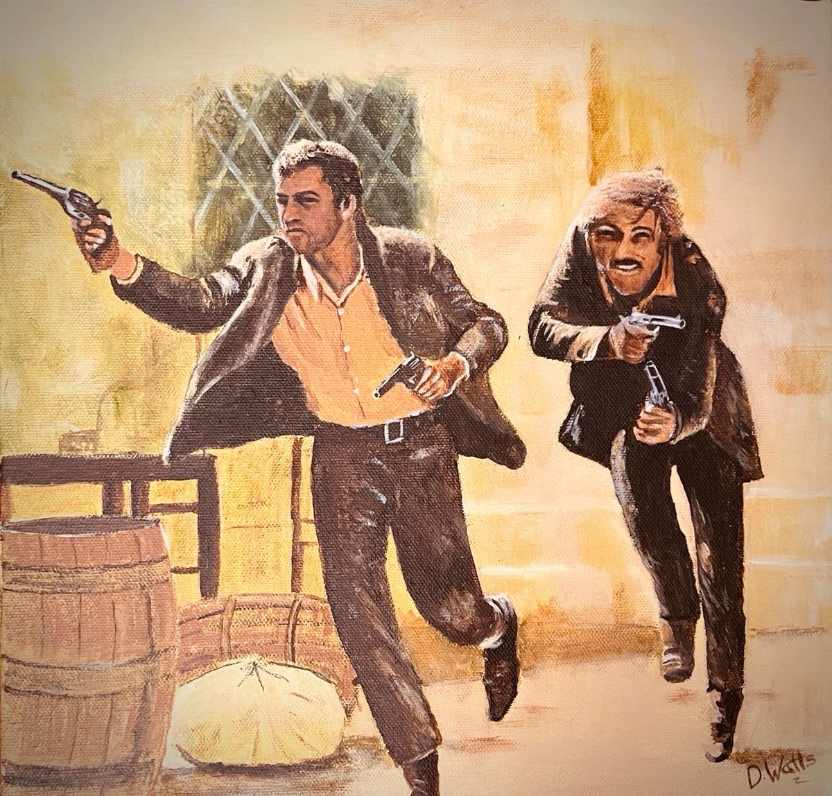 whopo's tweet photo. Butch Cassidy and the Sundance Kid an acrylic painting by D Watts. #Movies #art #Cowboys #paintings https://t.co/Z8q9wKUWHz https://t.co/K0vnPhwcYF