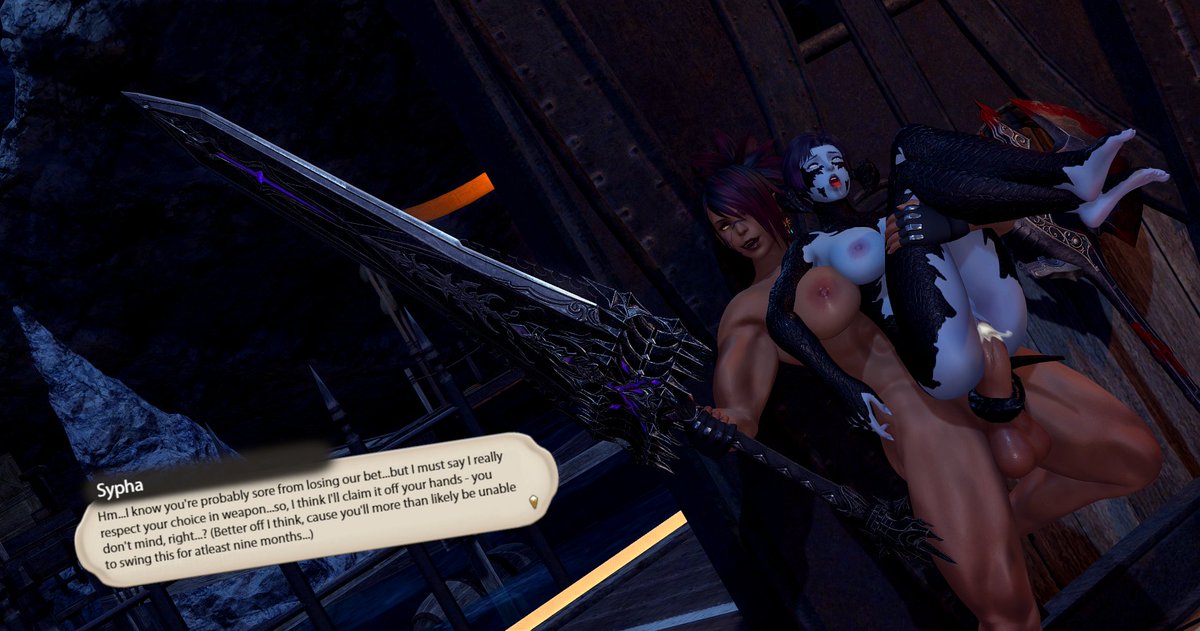 Sypha_Hawke's tweet photo. "Maleficus - Wolves Den Trophy"
Whilst her bet with this Dark Knight in the Wolves Den was originally innocuous, Sypha simply couldn't help claiming her weapon as she breeded the petite spitfire she'd bested...not that she could decline at the time.
#Sypha #GPOSERSLEWD #ffxivnsfw https://t.co/6asYhhmdfM