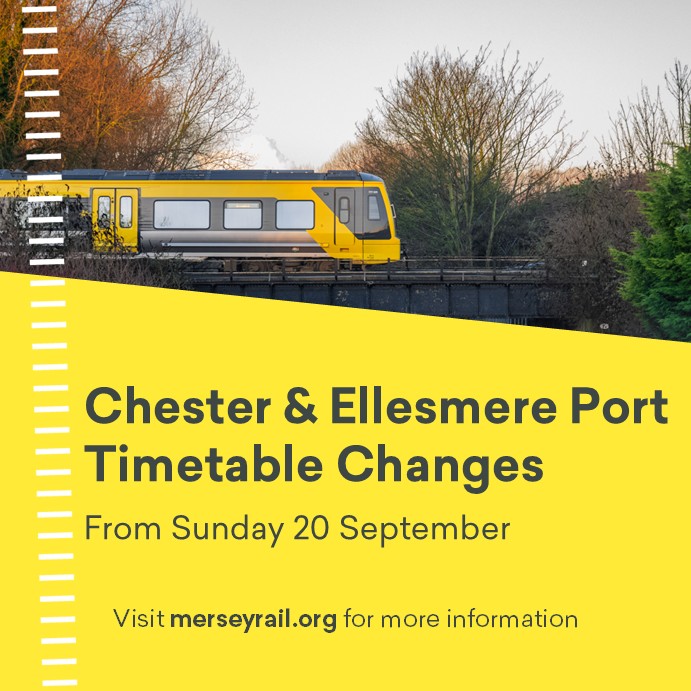 merseyrail's tweet photo. 🍂 To help maintain a reliable service during autumn, minor timetable changes will be introduced on the Chester and Ellesmere Port lines from 20 September.

More information here: https://t.co/PKFU1vcA0k https://t.co/7sHJyFYGJt